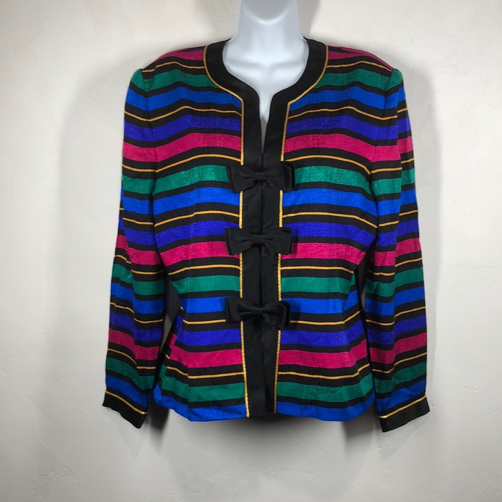 Adrianna Papell 100% silk stripe jacket size 10
